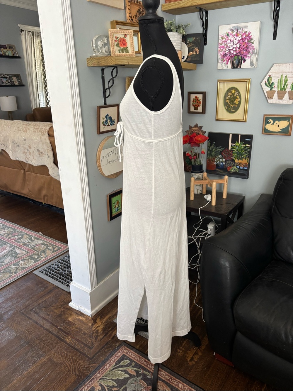 Free people beach long v-neck dress coverup white boho casual size XS - Picture 5 of 9